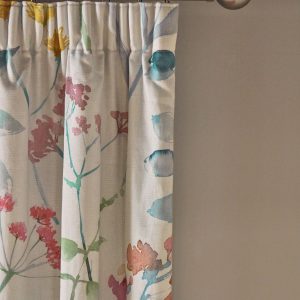 Briefness38415 Multi Pink Isla Floral Print Pencil Pleat Blackout/Thermal 100% Cotton Curtains from Next Hong Kong