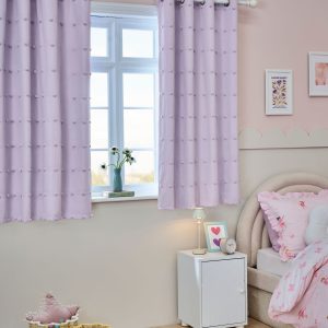 Briefness38429 Lilac Bobble Pom Eyelet Blackout Curtains from Next Hong Kong