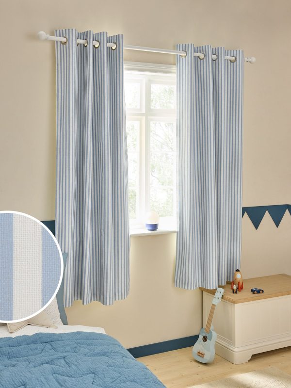 Briefness38431 Blue Stripe Eyelet Blackout Curtains from Next Hong Kong