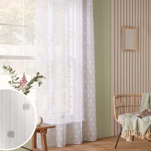 Briefness38414 White Pom Pom Eyelet Unlined Sheer Panel Voile Curtain from Next Hong Kong