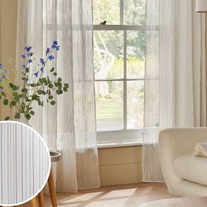 Briefness38421 Natural Stripe Voile Slot Top Unlined Sheer Panel Curtain from Next Hong Kong