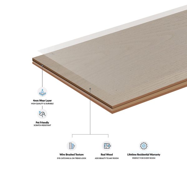 Briefness38462 7.5in Oak Engineered Hardwood Flooring 4mm Winter Gray - Image 6